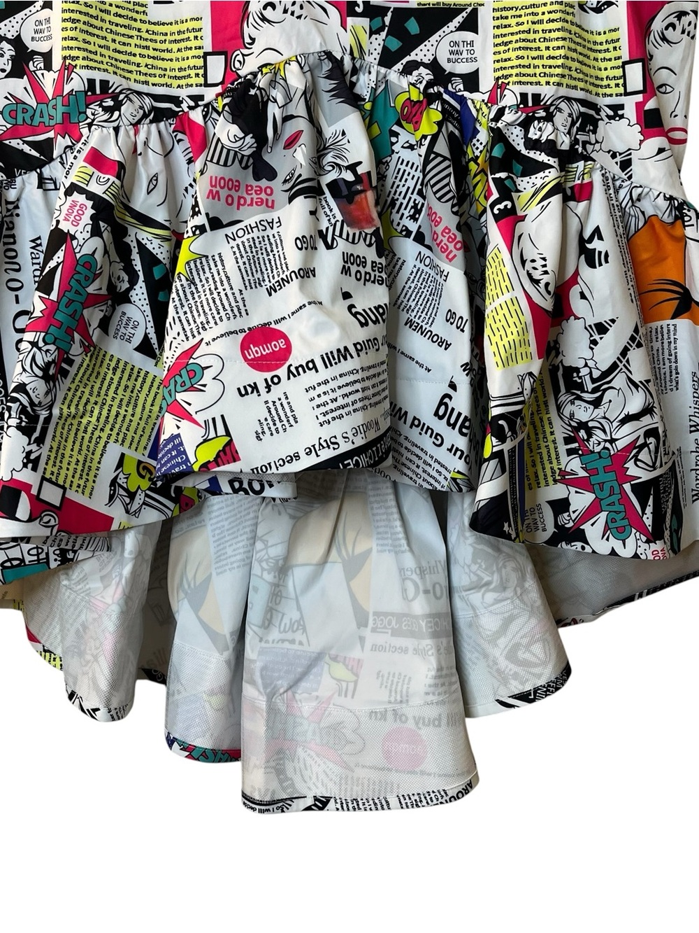 For Her High-Low Ruffle Skirt in Multicolor Comic Print Sz 2X - Picture 3 of 15
